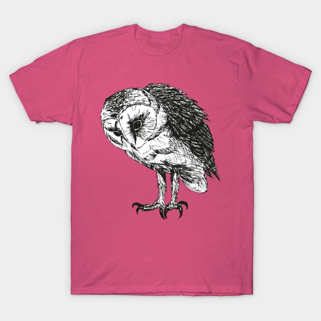 Barn owl pen drawing T-Shirt by Bwiselizzy